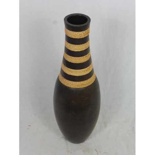 73 - Vintage Hand Caved Wooden Vase 24