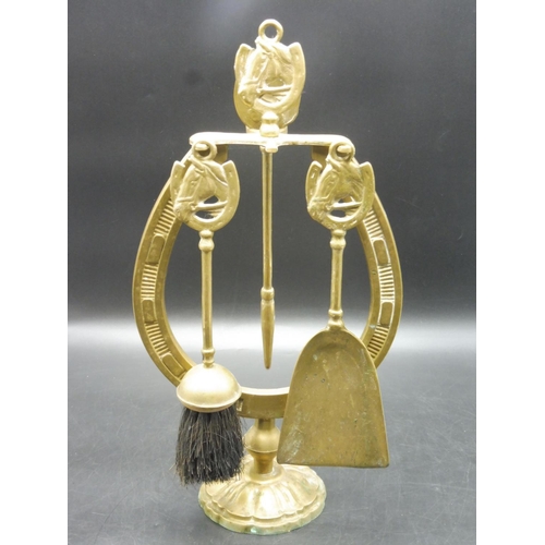 99 - Vintage Horse Shoe themed Brass Companion Set