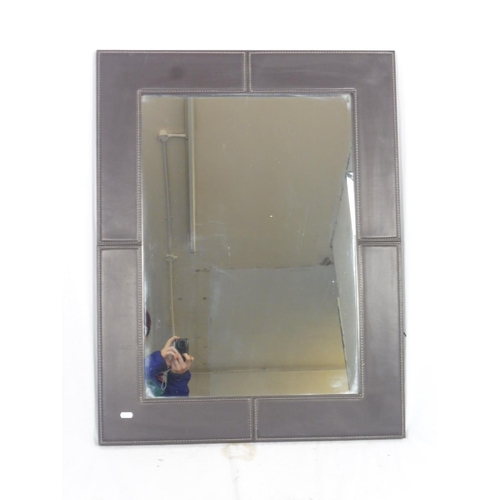 132 - Wall Hanging Mirror with Faux Leather Surround approx. 27