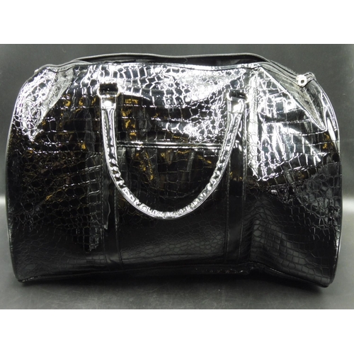 163 - Large New Black Patent Leather Hand Bag