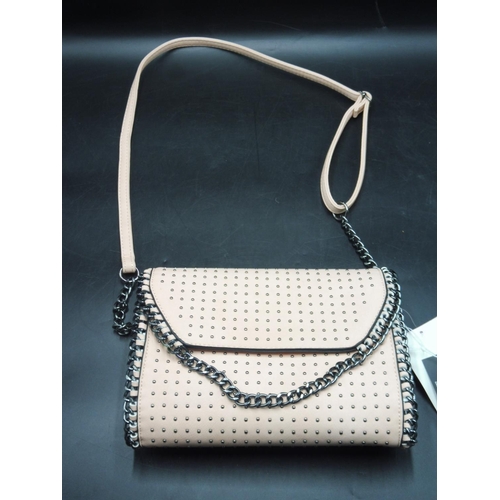 167 - New Pink Leather Chain and Studded handbag