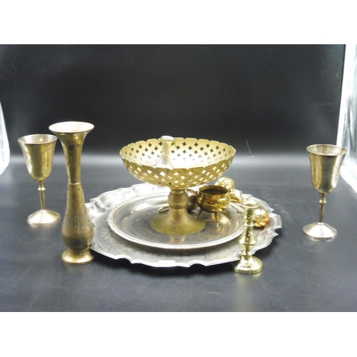 168 - Selection of Silver Plate and Brassware including Trumpet Mouth Piece