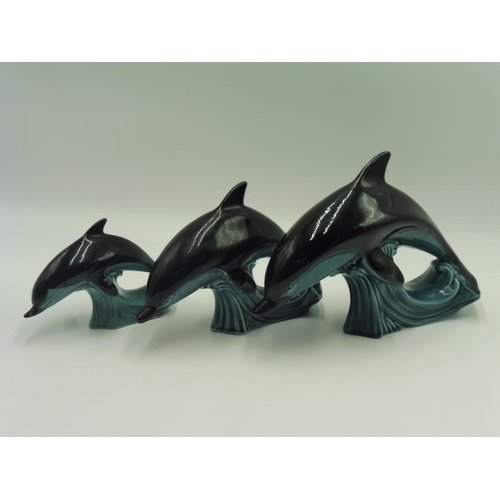 72 - Three Graduated Poole Pottery Dolphins