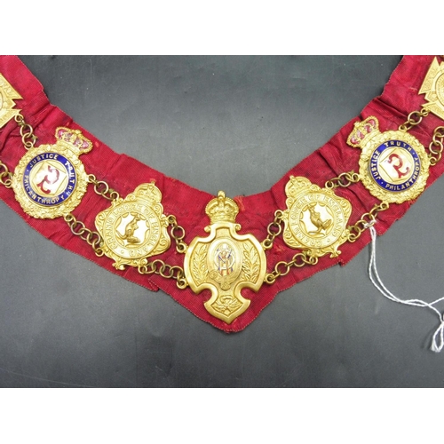 14 - Order of The Buffaloes Grand Lodge Collar with 18 Jewels (Rank Knight Sir of The Order of Merit 3rd ... 