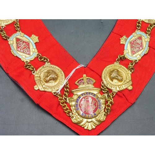 42 - Order of The Buffaloes Golden Fleece Lodge City Registrar Collar with 18 Jewels