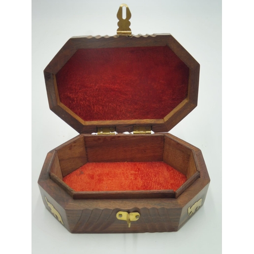 43 - Wood Lined Storage Box inlaid with Brass Elephants