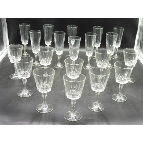 43 - Ten Clear Wine Glasses and Ten Clear Flute Glasses