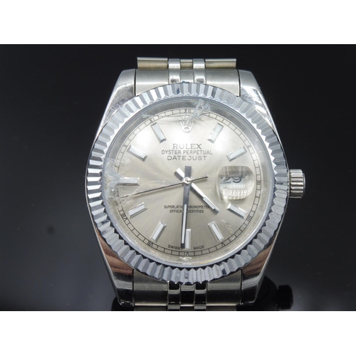 76 - Rolex Oyster Perpetual DateJust Gents Wrist Watch (Unauthenticated) a/f (Working when Tested)