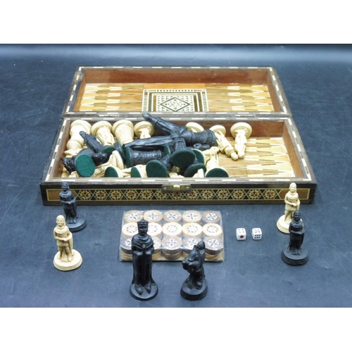 78 - Full Chess set and Back Gammon Set