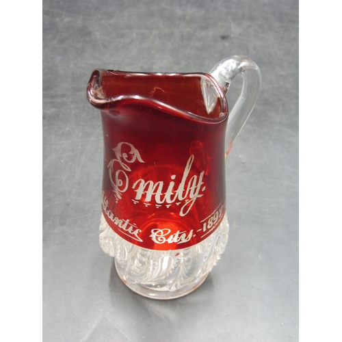 84 - Cranberry and Clear Glass jug dating 1897 (5