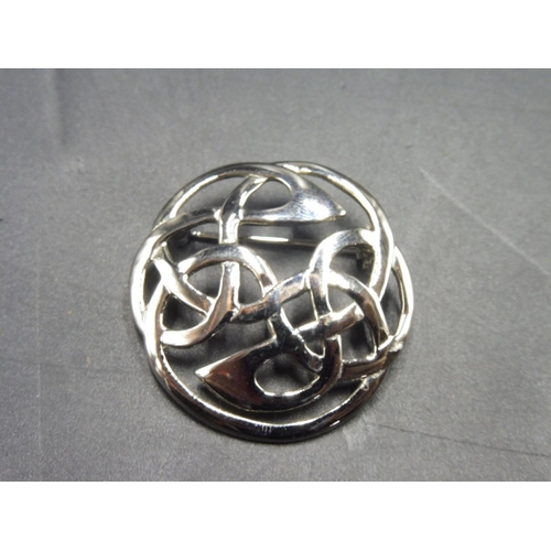 291 - Art Pewter Lindisfarne Celtic Brooch in Presentation Box