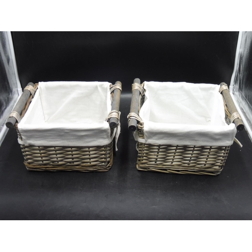 211 - Two Wood and Rattan Storage Baskets