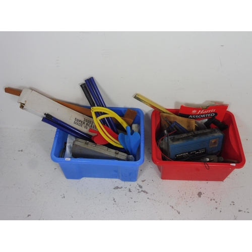 219 - Two Mixed Boxes includes Tools, Fixings, Batter Charger, Wood Plane and other