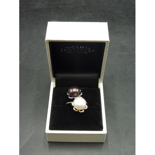 40 - Hallmarked Birmingham Silver Simulated Pearl Ring Complete with Presentation Box (Size K)