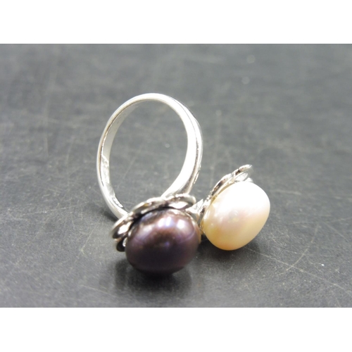 40 - Hallmarked Birmingham Silver Simulated Pearl Ring Complete with Presentation Box (Size K)