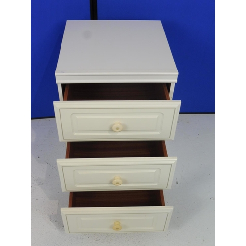 48 - White Three Drawer Bedside Cabinet 27.5