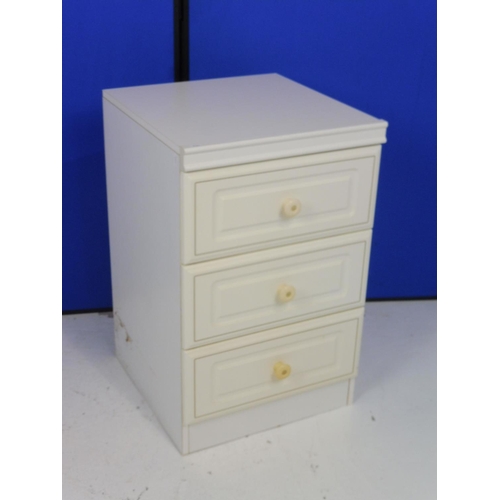 48 - White Three Drawer Bedside Cabinet 27.5