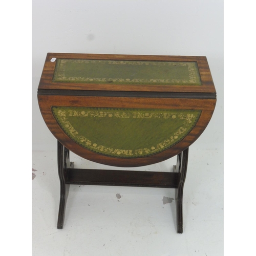 55 - Vintage Leather inlaid twist & turn Drop Leaf Side Table 19.5