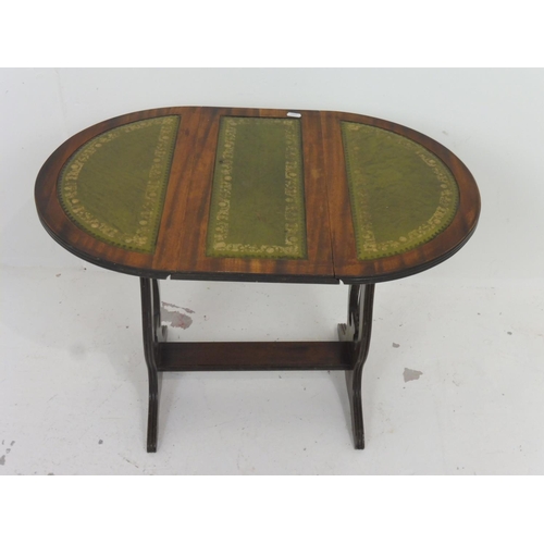 55 - Vintage Leather inlaid twist & turn Drop Leaf Side Table 19.5