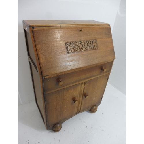 62 - Art Deco Jentique Bureau Cabinet with Key and Badge on inside of top drawer 42