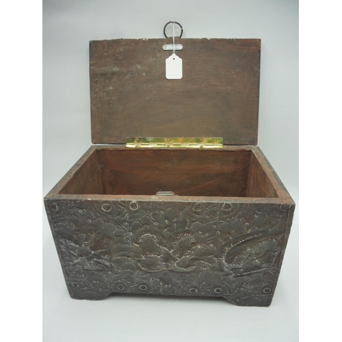 101 - Vintage Hand Made Tin Covered Wooden Storage Box (15