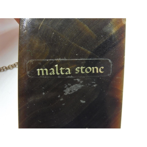 300 - Silver 835 Necklace with Large Malta Stone on chain in Presentation box