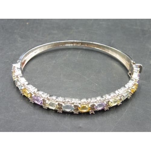 317 - Silver 925 Multi Stoned Bangle Complete with presentation box