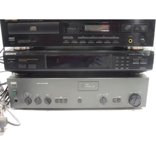 502 - Nad Stereo Amplifier 3130, Sony Quartz Digital Synthesizer, Optimus Compact Disc Player CD-2002 and ... 