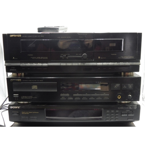 502 - Nad Stereo Amplifier 3130, Sony Quartz Digital Synthesizer, Optimus Compact Disc Player CD-2002 and ... 