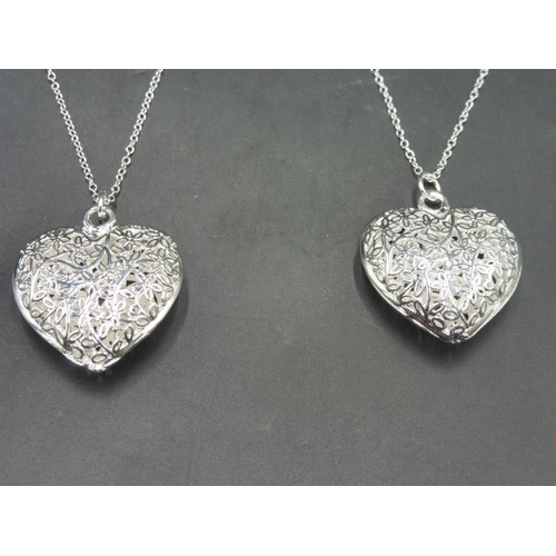 349 - Two Love heart Pendants on Silver Chains