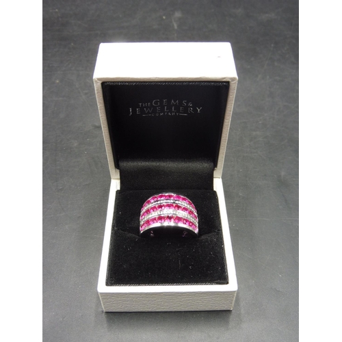 351 - Hallmarked Birmingham Silver 925 Red Stoned Ring (Size K) complete with presentation box