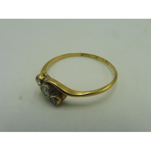 359 - Gold 18ct 3 Stoned Ring Complete with Presentation Box