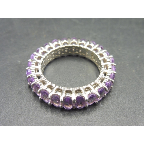 360 - Hallmarked Birmingham Silver 925 Amethyst Stoned Ring (Size O) Complete with presentation box