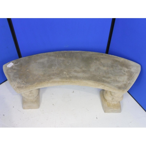 519 - Concrete Curved Garden Seat Mounted on 2 Squirrels (44