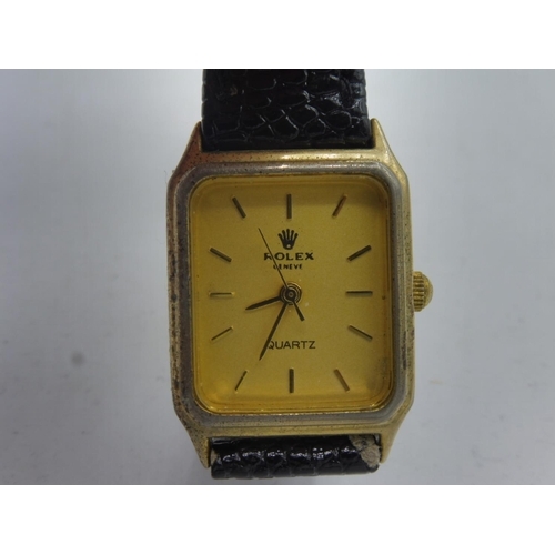 366 - Ladies Rolex Watch with Leather Strap (unauthenticated and Presumed Replica)