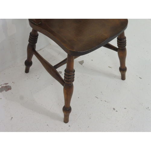 538 - Victorian style, wheel back, dining chair with elm seat and turned legs.