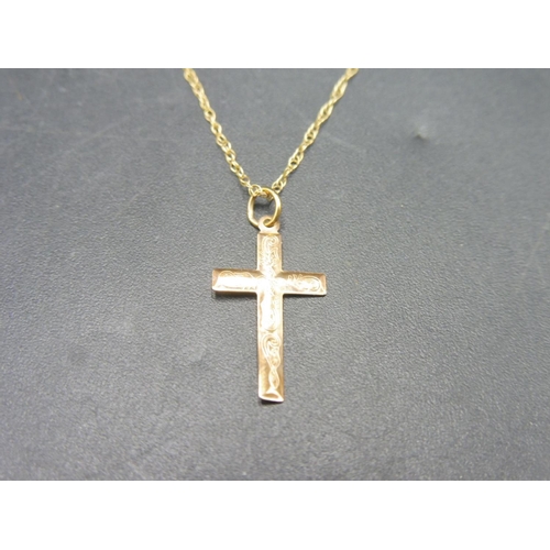 391 - Gold 9ct Cross and Chain complete with presentation Box