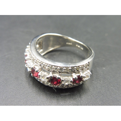 393 - Hallmarked Birmingham Silver 925 Red stoned Ring (Size L) complete with presentation box