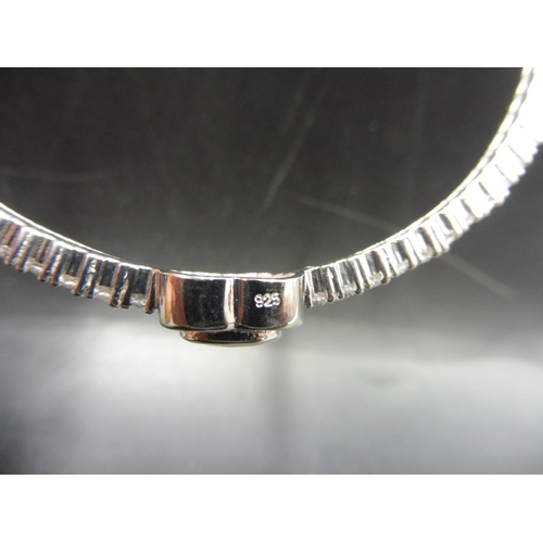 395 - Hallmarked Birmingham Silver 925 Bangle with 4 Mounted Coloured Stones complete with Presentation Bo... 