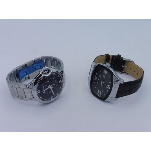 402 - Two watches to include Emporio Armani (Boxed) and Cartier (unauthenticated and presumed replica)