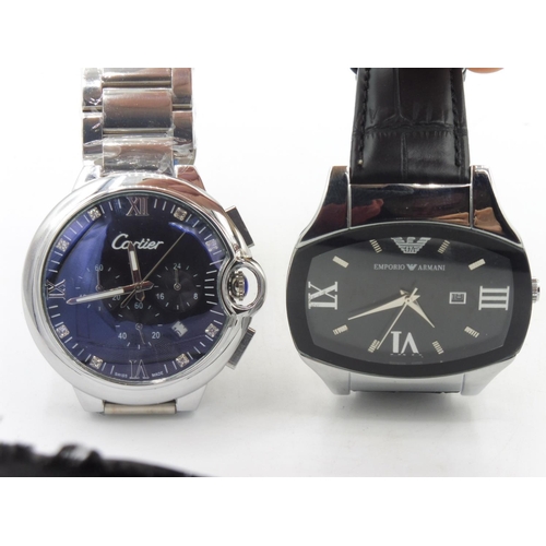 402 - Two watches to include Emporio Armani (Boxed) and Cartier (unauthenticated and presumed replica)