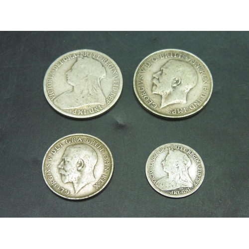 413 - Selection of British Silver Coinage including 1916 Florin, Victorian Florin, Sixpence and Shilling