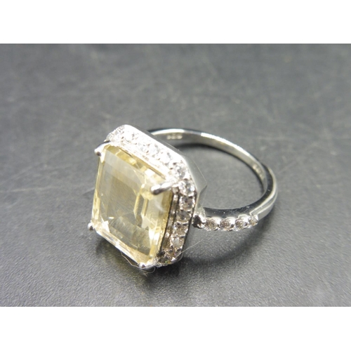 416 - Hallmarked Birmingham Silver 925 Citrine Stone Ring (Size L) Complete with presentation box