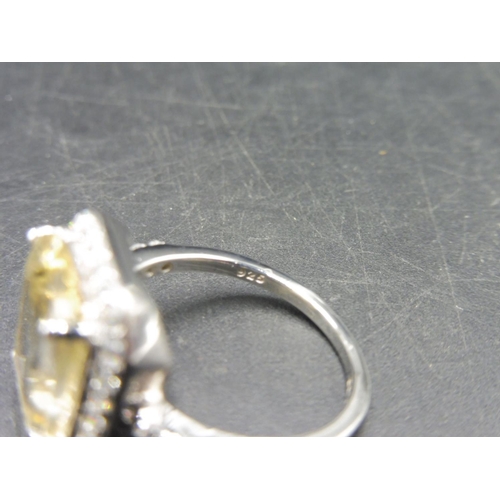 416 - Hallmarked Birmingham Silver 925 Citrine Stone Ring (Size L) Complete with presentation box