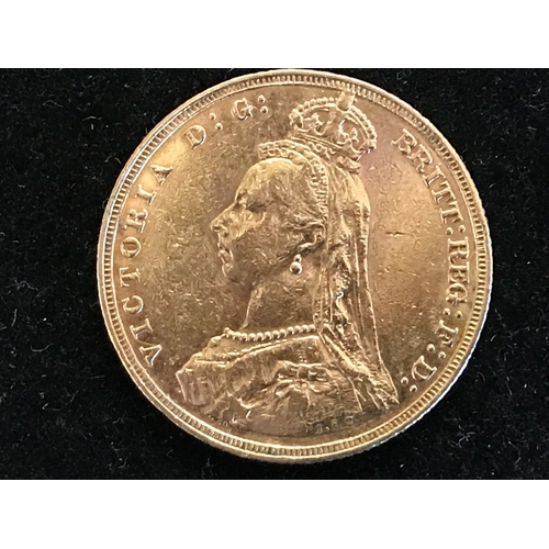 409 - Queen Victoria Gold Sovereign from Victoria's Jubilee year of 1887, featuring the traditional George... 