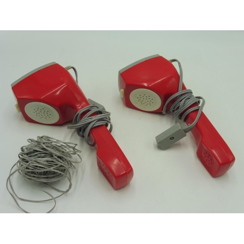 5 - Vintage Childrens Red Slimline Style Intercom Telephone Set Boxed