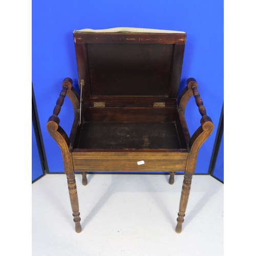 33 - Old Piano Stool with Under Seat Music Storage