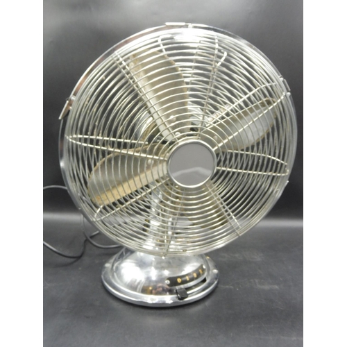 40 - A Retro Look Chrome Oscillating 3 Speed Fan. Working