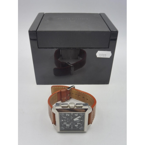 309 - Profuomo Dario Black / Tan Brown watch complete with Presentation Case