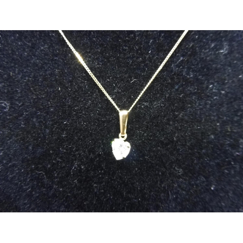 348 - Gold 375 Pendant and Chain with CZ Stone